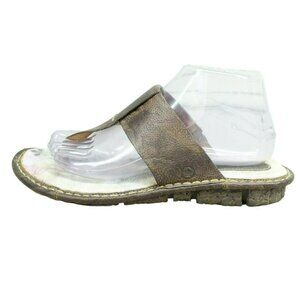 Born Maja Brown Leather Slip On Steel Shank Casual Flat Sandals Size 9 M